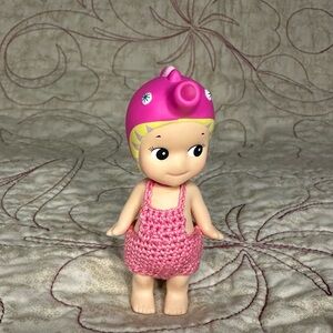 sonny angel crochet HOT PINK overalls